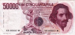 Banconota/Banconote-Monete-50.000 LIRE -BERNINI-SERIE KB 080687 M- Buona Conservazione-AUTENTICA AL 100%- 2 SCAN- - 50000 Liras