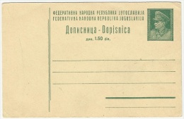Yugoslavia 1948 Tito - Postal Stationery Correspondence Card - Lettres & Documents