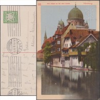 Bavière 1910. Entier TSC. Nürnberg Alte Häuser An Der Insel Schütt. Vue De L´île Avec La Grande Synagogue De Nuremberg - Mezquitas Y Sinagogas