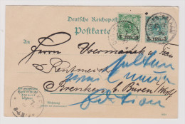 Deutsche Post In Ostafrika 1896-02-10 Dar Es Salaam GS + Zusatz Nach Brenken - Duits-Oost-Afrika