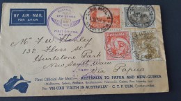 Australia 1934 First Official Air Mail Australia And Papua New Guinea Per VH-UXX Faith In Australia - Used Stamps