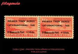 PIEZAS. CUBA MINT. 1935-01 PRIMER TREN AÉREO INTERNACIONAL. EN PAR. MNG - Ongebruikt