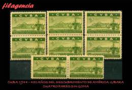 TRASTERO. CUBA MINT. 1944-02 450 AÑOS DEL DESCUBRIMIENTO DE AMÉRICA. SILLA DE GIBARA. LOTE DE OCHO SELLOS. MNG - Ungebraucht