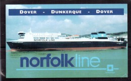 HORAIRE DE BATEAU - SHIP TIMETABLE - NORFOLK LINE - DOVER / DUNKERQUE / DOVER - Trés Rare ! - A Saisir ! - Vers 2002 - - Europa