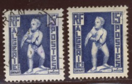 Algérie - Oblitéré - Charnière  Y&T 1952 N° 290 Enfant à L'Aiglon Timbre 15f Bleu - 2 Nuances - Used Stamps