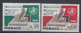 MONACO - Yvert - 703/04** - Cote 0,85 € -  Inauguration Du Siège De L'O.M.S. à Genève - OMS