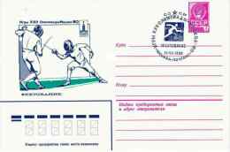 URSS, RUSSIE Escrime, Jeux Olympiques, JO MOSCOU 1980. Entier Postal Avec Obliteration Escrime De 1980 (2) - Schermen