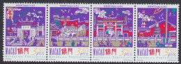 Macao 1997 Fireworks Over Temple A-Ma. Rickshaw Tricycle. Mi 908-911 MNH - Neufs