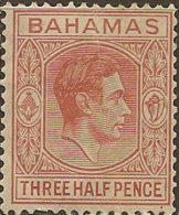 BAHAMAS 1938 1 1/2d KGVI SG 151a HM* #NM213 - 1859-1963 Crown Colony