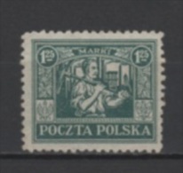 (4122) POLAND (UPPER SILESIA), 1922 (Miner, 1.25M., Dark Green). Mi # 8. MLH* Stamp - Silésie