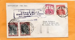 Begian Congol 1941 First Flight Air Mail Cover Mailed To San Juan Puerto Rico - Cartas & Documentos