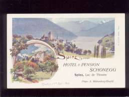 Spiez Hôtel & Pension Schonegg Lac De Thoune Propr. A Mützenberg Haefeli édit. Kaiser N° 7488 Dos Non Imprimé - Thoune / Thun