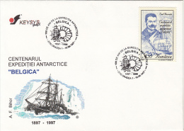 26341- BELGICA ANTARCTIC EXHIBITION, SHIP, EMIL RACOVITA, SPECIAL COVER, 1997, ROMANIA - Spedizioni Antartiche