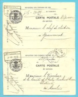 Kaart "Carte Postale De Service / Chemins De Fer" Met Spoorwegstempel  BEAUMONT Met Als Aankomst Cirkelstempel AUVELAIS - Altri & Non Classificati
