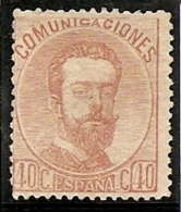 1872-ED. 125 REINADO DE AMADEO I - EFIGIE DE AMADEO I -40 CENT. CASTAÑO CLARO-NUEVO SIN GOMA- MNG - Nuovi