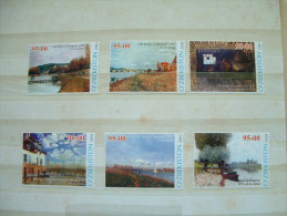 Uzbekistan 2002 MNH Set - Paintings Landscapes Boat France Seine Argenteuil - Uzbekistan