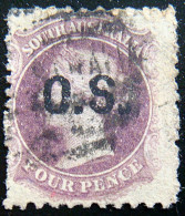 SOUTH AUSTRALIA 1876 4d Queen Victoria SERVICE USED ScottO38 CV$5 WATERMARK : 7 - Usados