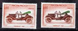 Monaco  557  Variété Roues Garde Boues Oranges Et Normal Chevrolet 1912 Neuf ** TB MNH Sin Charnela - Abarten