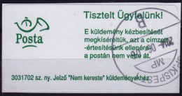 Did Not Answer / NON RÉCLAMÉ - Vignette - Self Adhesived Label - USED - 2014 Hungary Hongrie - Cut - Timbres De Distributeurs [ATM]