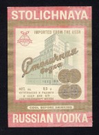 # STOLICHNAYA RUSSIAN VODKA Imported From The USSR, Label Liquor Spirits Etiquette Alcool Etiqueta Licor Etikett Schnaps - Alcoolici