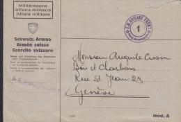 SCHWEIZ  Militärsache, Feldpost, E.M.Brigade Frontiere 1, Stempel: + E.M.BRIGADE FRONT.+ -1- Poste De Campagne (um 1944) - Postmarks