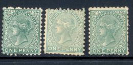 SOUTH AUSTRALIA, 1876 1d Three Shades (P10) Unused No Gum,SG167,a,b, Cat £93 - Used Stamps