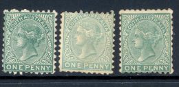 SOUTH AUSTRALIA, 1876 1d Three Shades (P10) Unused No Gum,SG167,a,b, Cat £93 - Usados