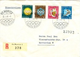 Switzerland Set On Reg.cover With Olympic Cancel From 30.1.48 The Opening Day Of The Games With Posterstamp On The Back - Winter 1948: St. Moritz