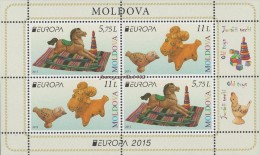 MOLDAVIA// MOLDOVA// MOLDAWIEN  -EUROPA 2015- "JUGUETES ANTIGUOS / OLD TOYS"- HOJITA BLOQUE PROCEDENTE DEL CARNET - 2015