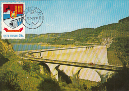 BICAZ DAM, WATER POWER PLANT, RESERVOIR LAKE, CM, MAXICARD, CARTES MAXIMUM, 1986, ROMANIA - Agua