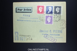 France: Reprise Du Service Postal Aerien Paris Copenhagen Danemark 15-8-1945 - 1927-1959 Storia Postale