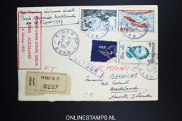 France: Premier Service Aerienne Diect Nimes Auckland NZ, R-lettre 1957 - 1927-1959 Storia Postale