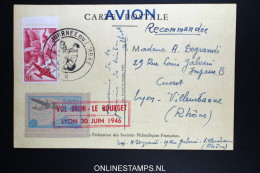 France: Journee Du Timbres 1946 Lyon Vol Bron - Le Bourget, Vignet - 1927-1959 Storia Postale