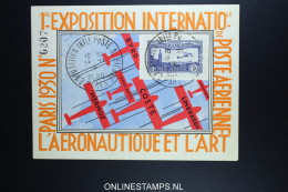 France: Ae 6c 6 C A Carte Exposition Internationale Poste Aerienne L'Aeronautique Et L'Art 1930  RRR ELPA30 - 1927-1959 Storia Postale