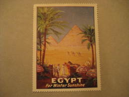 EGYPT For Winter Sunshine Pyramid Archaeology Camel Poster Stamp Label Vignette Viñeta - Egyptologie