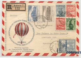AEROPHILATELIE -1956 AUTRICHE REGISTERED ENVELOPPE ENTIER POSTAL Par BALLONPOST From KUFSTEIN To LAS PALMAS - SPAIN - Balloon Covers