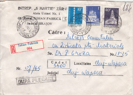 26982- REGISTERED COVER LABEL TOHAN FABRICA 994, ARMAMENT FACTORY, MONASTERY, CHURCH, ENDLESS COLUMN STAMPS, 1983, ROMAN - Briefe U. Dokumente