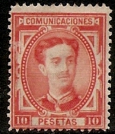 1876-ED. 182 ALFONSO XII 10 PTAS.  BERMELLÓN VIVO  - NUEVO SIN GOMA- MNG - - Neufs