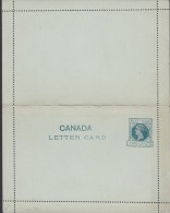 Canada Postal Stationery Ganzsache Entier 2 C Victoria Letter Card Unused - 1860-1899 Victoria