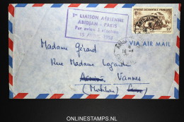 ABIDJAN - PARIS 15-4-1953 1re LIAISON - Lettres & Documents