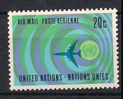 United Nations New York 1968 Airmail Stamp. Circuits, Aircraft, UN Emblem Mi 202, MNH(**) - Ungebraucht