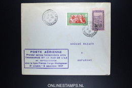 MADAGASCAR Premier Service Hebdomadaire Entre Tananarive Et Le Sud De L'ile 1937 - Luftpost