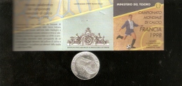 MONDIALI DI CALCIO 1998 MONETA COMMEMORATIVA IN ARGENTO CERTIFICATO DI AUTENTICITA´ REPUBBLICA ITALIANA FRANCE 1998 - Commemorative