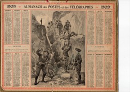 CALENDRIER ALMANACH DES POSTES ANNÉE 1909  Chasseurs Alpins - Grand Format : 1901-20