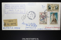 Tunesie Premiere Liaison Aerienne Directe  R Lettre 1958 Polynesie Par TAI - Luftpost