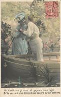 SERIE DE 5 CPA : " L'AMOUR DU PECHEUR " COUPLE EN BARQUE PECHE ROMANTIQUE ROMANCE FANTAISIE - Couples