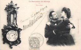 SERIE DE 5 CPA : " LE BAROMETRE DU MENAGE "  COUPLE AMOUR FANTAISIE BERGERET 1900 - Couples