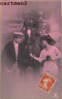 BELLE SERIE DE 4 CPA : COUPLE STYLE ART DECO CHEVAL AMOUR ROMANTISME MODE - Couples