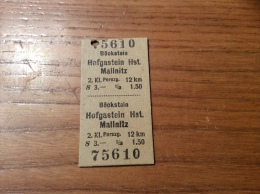 Ancien Ticket De Train "Bockstein Hofgastein Hst. Mallnitz" Autriche 1957 (transport De Voitures) - Europa