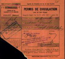 Chemin De Fer D’ALSACE-LORRAINE - Permis De Circulation Pour 1 Seul Voyage (11/11/1925) - Chemin De Fer